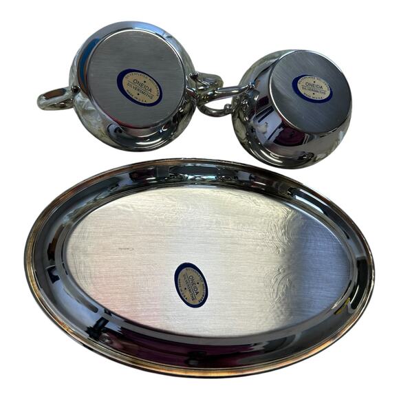 Vintage Oneida Silver Platted Holloware 3 Piece Dessert Set - Picture 5 of 9